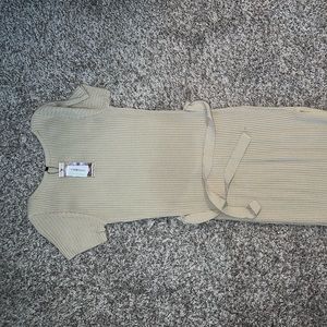 Boohoo Medium Nude Dress with side Slit